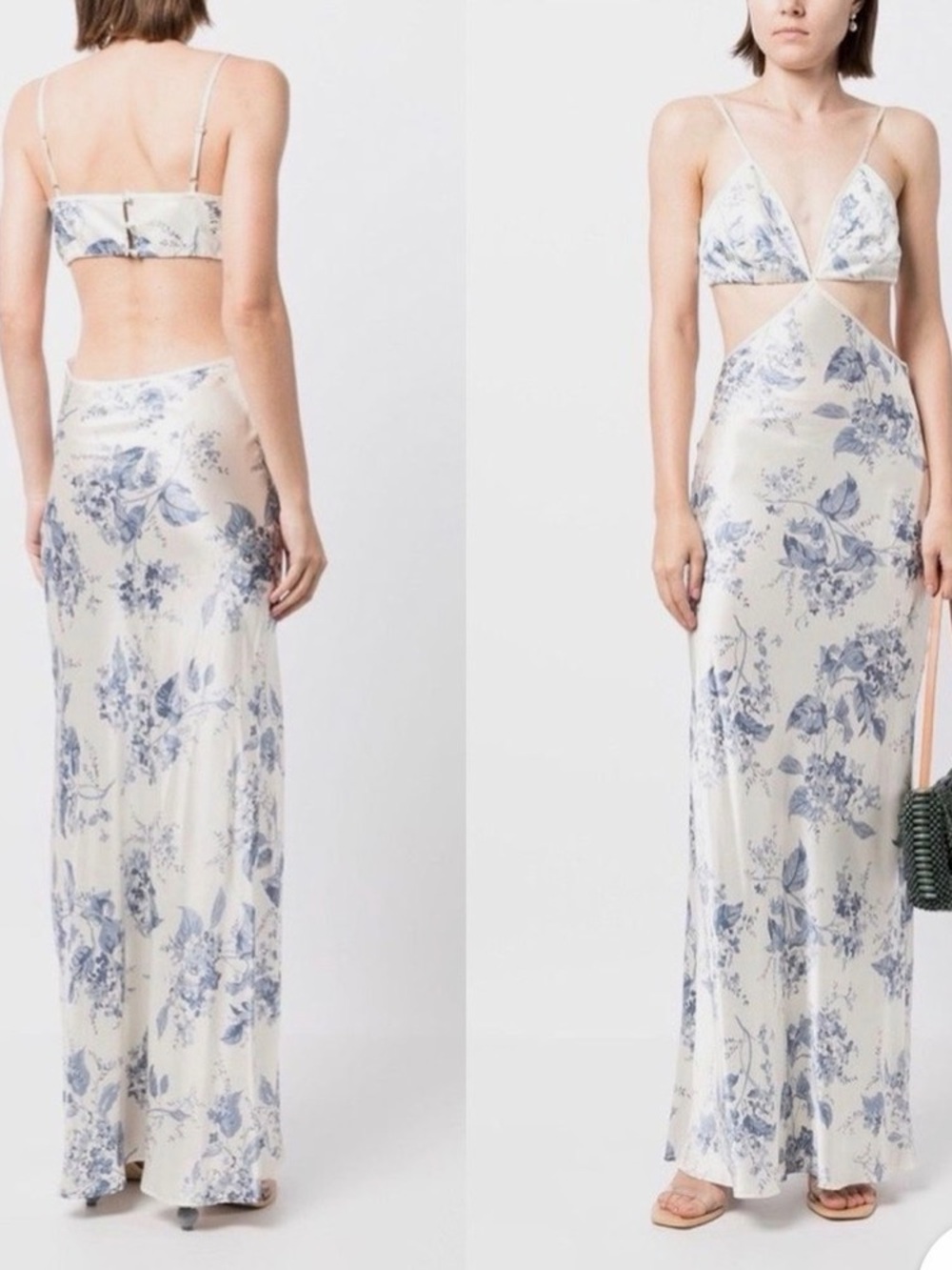 Reformation Poppies Cutout Dress in Blue and White floral
